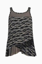 Miraclesuit Mirage Tankini Top in Linked In, Black/Multi, Women Size 12, NWOT