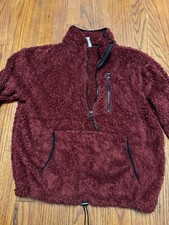 No Boundaries Juniors 11 13 Plush Half Zip Pullover Maroon Red Large L Teddy