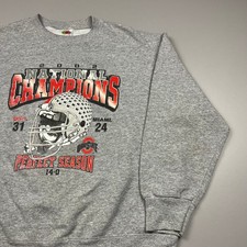 VTG Fruit of the Loom Sweatshirt Mens L Gray Ohio State 2002 National Champions