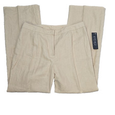 Kasper Khaki 100 Linen Fully Lined Pants Women's 12 New