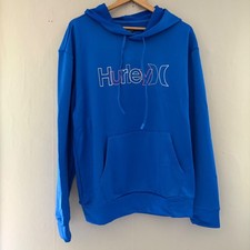 Hurley Mens Hoodie Sweatshirt Size M Blue Spellout Skater Comfort NWT Drawstring