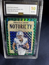 2024 Panini Mosaic Notoriety Amon-Ra St. Brown #12 Green Mosaic Gem Mint 10