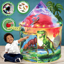 Dinosaur Discovery Kids Tent with Roar Button, Dinosaur Toys and LED Lights - Ep