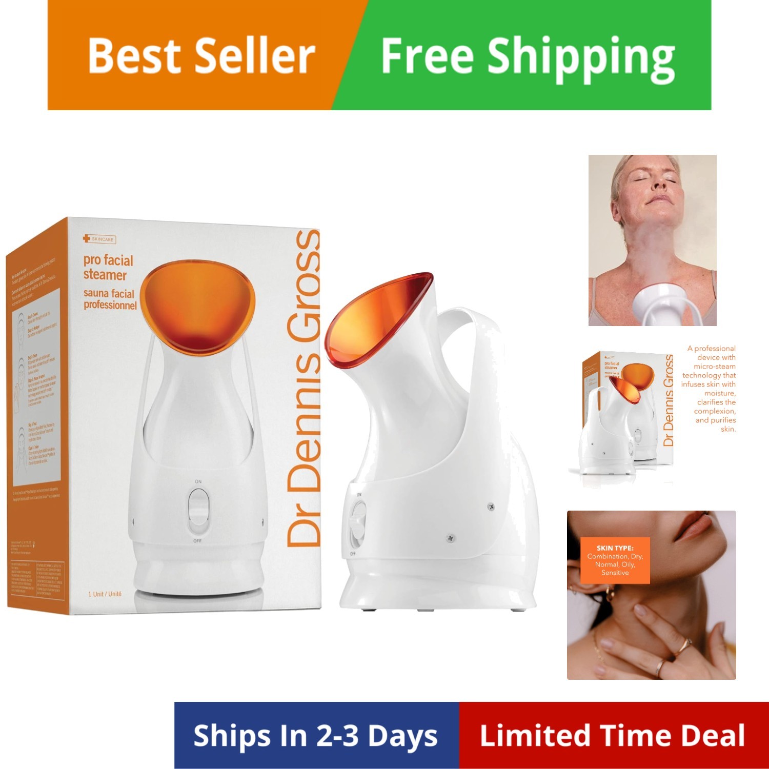 Dr. Dennis Gross Pro Facial Steamer for Facial Deep Cleaning: Infuse Skin wit...