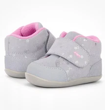 New See Kai Run Casey Mini Gray suede high top early walker shoes, size 5 NIB