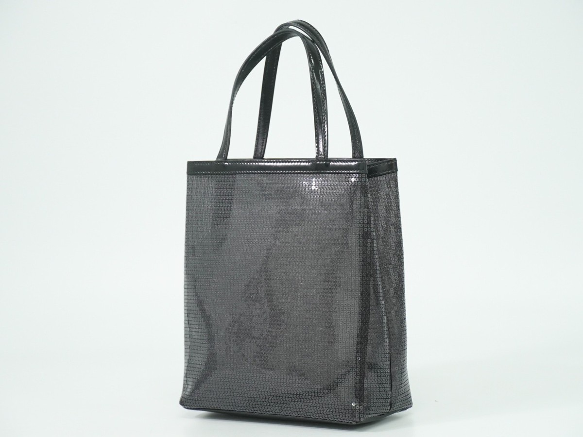 PRADA Small Sequin Mesh Tote Bag Black | eBay
