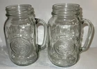 Set of 2 Vintage Clear Glass Golden Harvest Drinking Jars 30 oz 6.5 tall Tea Bev