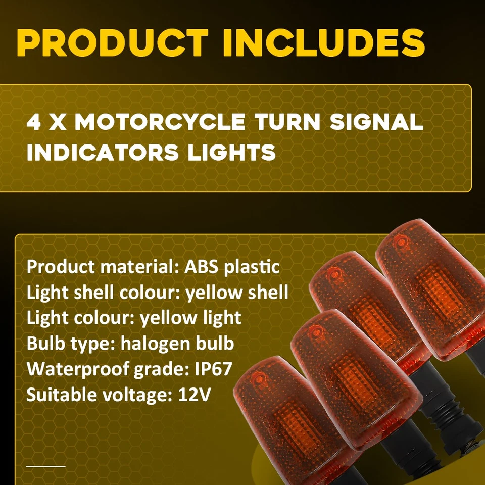 2X Front+Rear Motorcycle Turn Signal Blinker Light For Yamaha TW200 XT225 XT250 - Image 3 of 4