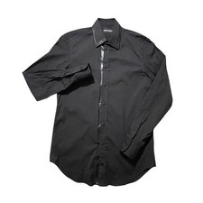 Emporio Armani Dress Shirt Mens Size 38/15 Black Button Up Tuxedo Trim Modern