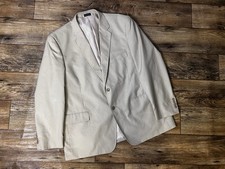Stafford Mens Sport Coat Blazer Beige Sz 46R Classic Fit Cotton Blend