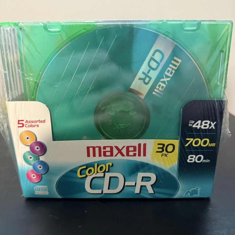 Maxell Color CD-R 30 Pack 700MB 80min 48x Speed Sealed Assorted Jewel Cases - Image 2 of 4