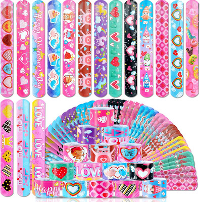 Valentine'S Day Slap Bracelets 48Pcs Valentine'S Day Party Favors for Kids Valen