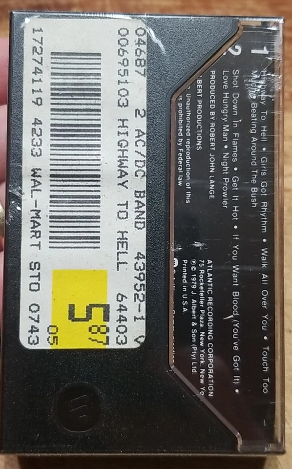 (NOS) AC/DC - HIGHWAY TO HELL Cassette 1979 Atlantic - NEW SEALED - CS 19244 - Image 3 of 4