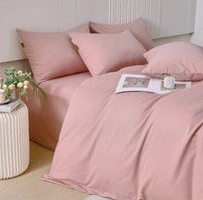 Pink Duvet Cover Set, All Season Cotton Bedding Set, 3 Pieces