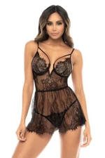 Stunning Deep Plunge Babydoll & String Panty Set New Lingerie Mapale Temptation