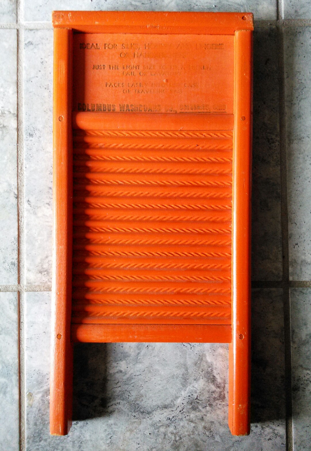 Vintage Pears Soap Small Washboard Columbus Washboard co Ohio ORANGE