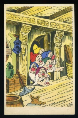 SCHNEEWITTCHEN & SIEBEN ZWERGE Postkarte Walt Disney Vintage Superluxe Paris