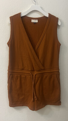 Universal Thread Women's Romper Sleeveless V-Neck Burnt Orange Pullover Size M