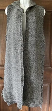Sweater Womens Size M Gray Black Heather Open Hooded Hoodie Long Vest