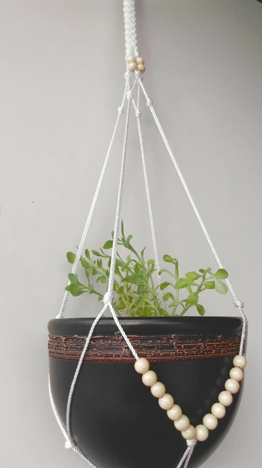 Colgador de plantas de macramé natural KM 45" M30P21 Foto 3 de 4