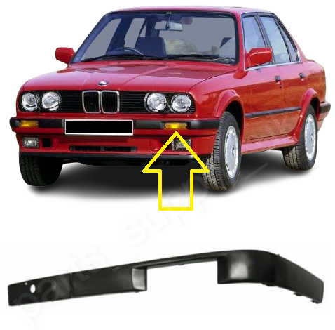 NEW FOR BMW 3-SERIES E30 1987-1990 FRONT BUMPER MOLDING TRIM BLACK LEFT ...