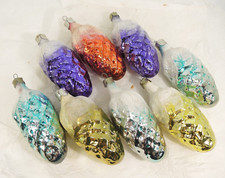 Pine cone Vintage Glass Christmas Ornaments Tree Decoration Soviet Glass Toy 8pc