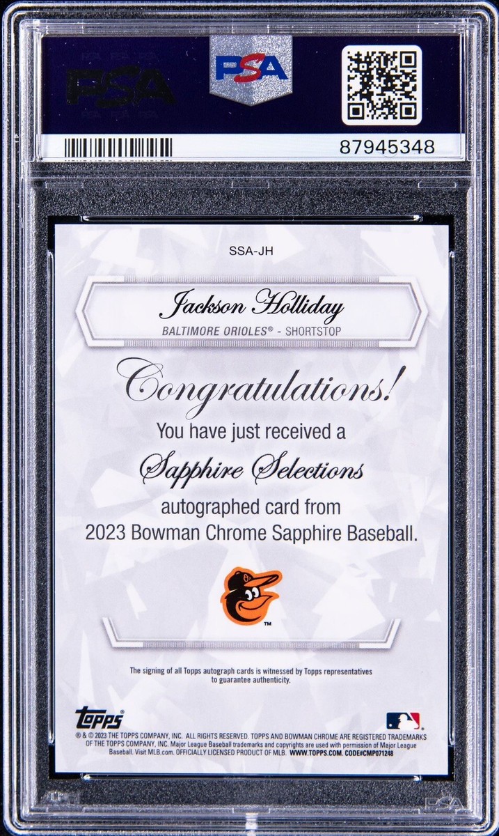 2023 Bowman Chrome Sapphire Jackson Holliday Superfractor Auto #'d