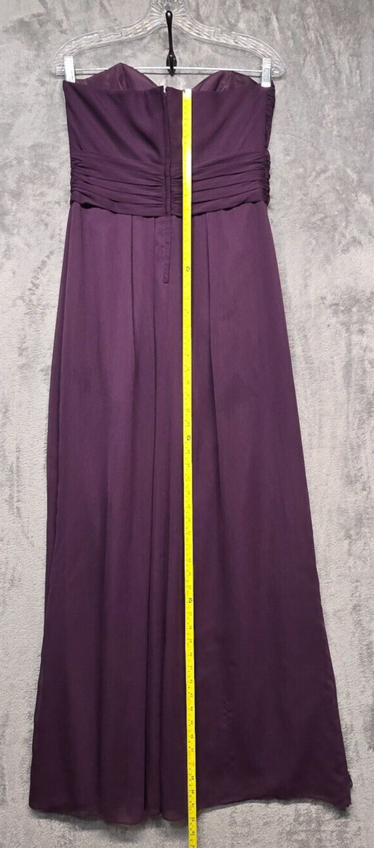 Davids Bridal Dress Womens 8 Plum Purple Bridesmaid Strapless | eBay