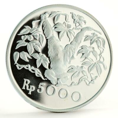 1974年インドネシア オラウータン5000ルピア 未流通大型銀貨NGC認証 Indonesia 5000 rupiah Animal series Orangutan proof silver coin
