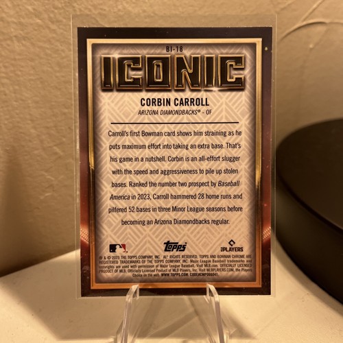 Corbin Carroll RC 2023 Bowman Chrome ICONIC BI-18 MOJO Refractor D-Backs Rookie - Picture 2 of 2