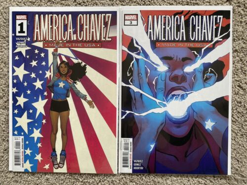 AMERICA CHAVEZ: MADE IN THE USA #1 & #3 SET 1ST CATALINA CHAVEZ QUASI NUOVO MARVEL 2021 - Foto 1 di 3