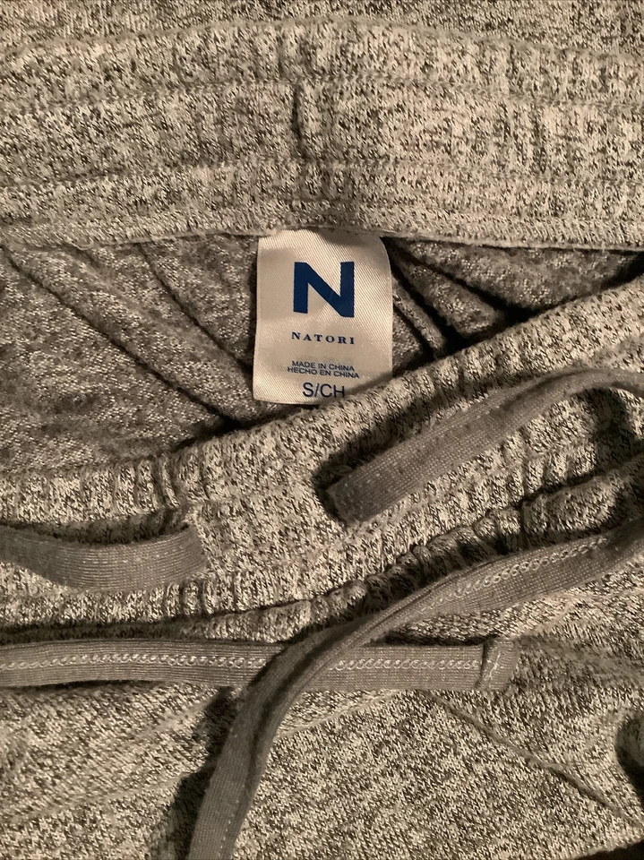 Pantalones de pijama NATORI - Sudaderas de salón grises - Bolsillos cordón suave acogedor - S pequeños Foto 3 de 4