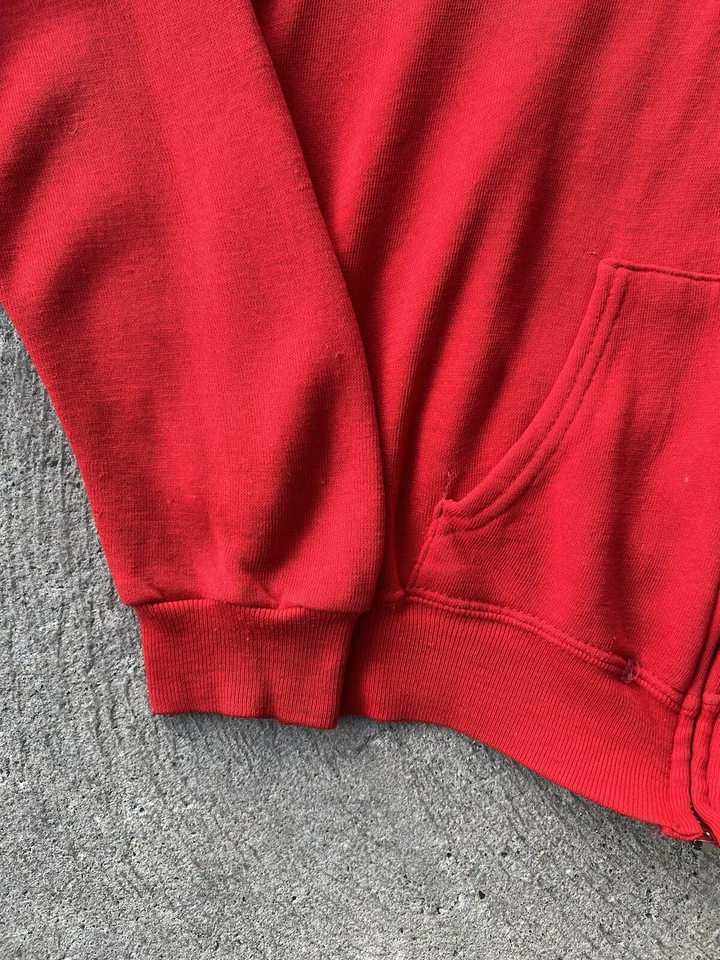 Vintage años 70 grande rojo sudadera con capucha vintage años 70 acrílico cremallera cremallera completa grunge Foto 4 de 4