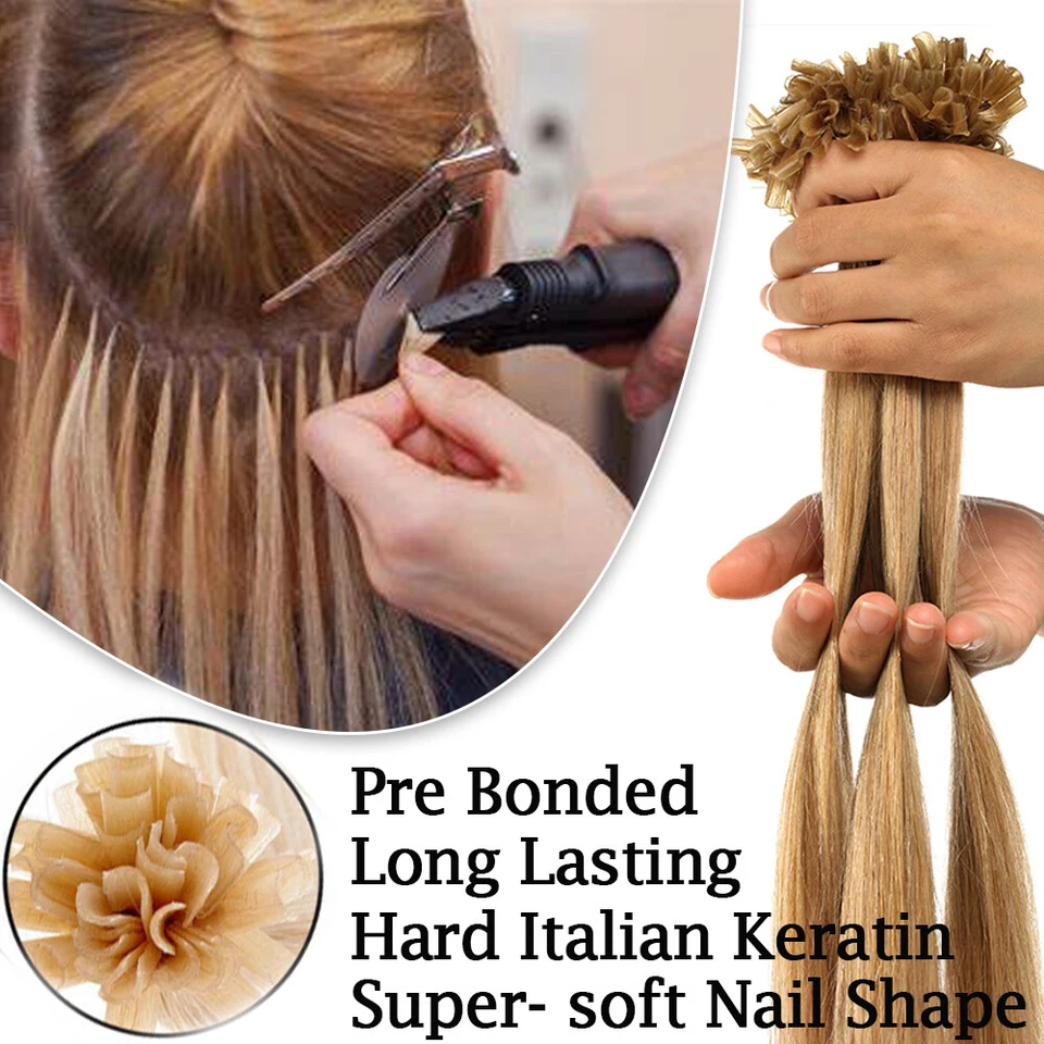 1g Nail U Tip Keratin Real 100% Human Hair Extensions Pre Bonded THICK Full Head - Image 4 of 4