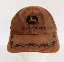John Deere Youth Cap Hat Strap Back Adjustable Brown Barbwire Outdoor Farm Logo