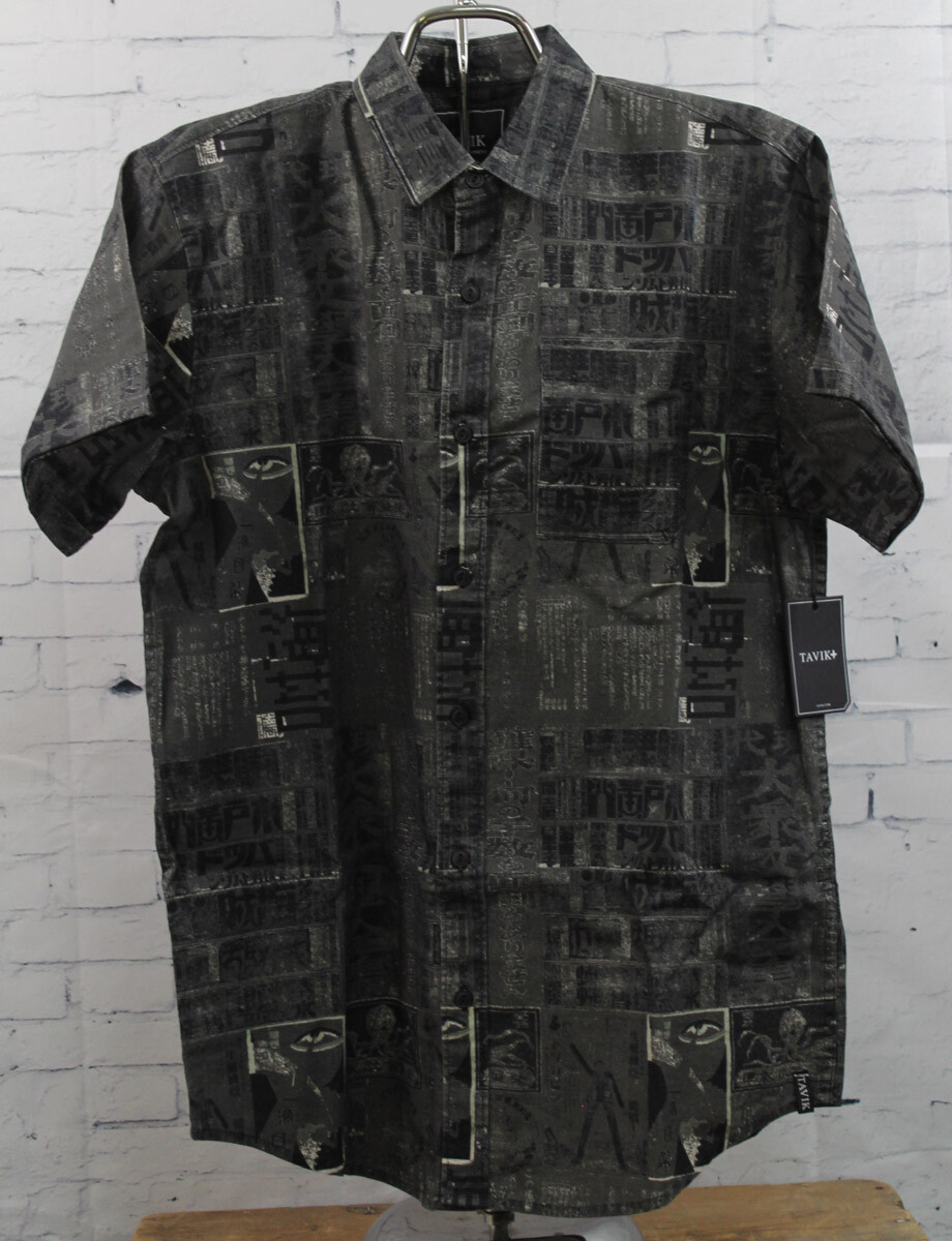 Новая мужская рубашка Tavik Shingo с коротким рукавом и карманами на пуговицах цвета Воронова крыла среднего размера