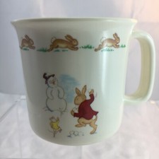Royal Doulton BUNNYKINS Melamine Plastic Baby Kid Cup Mug H7.6cm Snowman Rocking