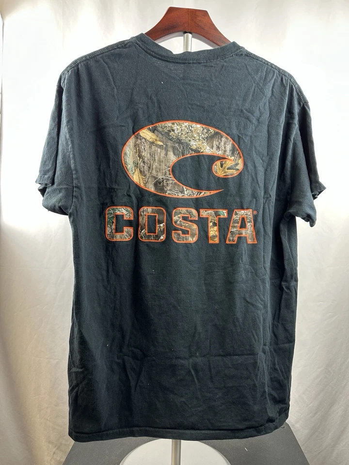 Camiseta Costa clásica negra Costa para hombre talla grande 100 % algodón Foto 2 de 3