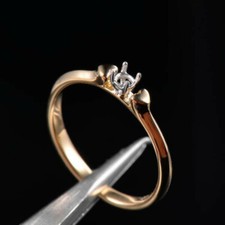 Solid 14K Gold Round 3.0-6.0mm Heart Lovely Ring Setting Semi Mount