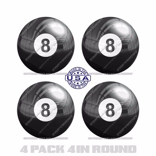 4 Pack 4" Round 3M Premium Grade Window Tailgate  Decal Sticker - 8 POOL BALL - Picture 1 of 1