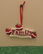 "Family" of 3 Personalized Christmas Tree Ornament Holiday Gift