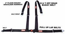 FOUR POINT BUGGY BELT PUSH BUTTON BUCKLE FLOOR MOUNT SEAT BELT HARNESS BLACK