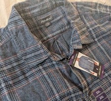 NWT Eddie Bauer Men's Bristol Plaid Button Up Flannel Shirt 2XL, XXL