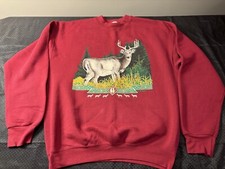 Vintage Made In USA Fruit of the Loom Crewneck XL Buck Aztec Graphic Air Waves
