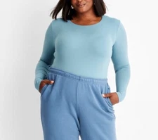 Woman’s A New Day Long Sleeve Cloud Knit Bodysuit Teal 2X/Retail $20