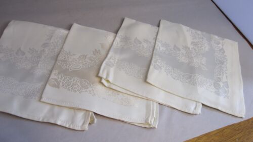 NOS Set 4 Vintage Damask Napkins Tea Party Bridal Luncheon  Champagne Rayon - Picture 1 of 7
