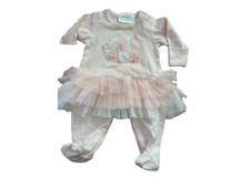 Biscotti Coral Swan Cotton Knit Tutu Footie GIRL LIGHT PINK,9M NWT