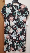 Miss Elaine Women's Short-Sleeve Floral Snap Robe - Seaside Size Small