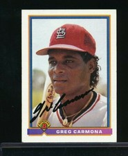 1991 Bowman Greg Carmona SIGNED AUTOGRAPHED super rare bold sig 