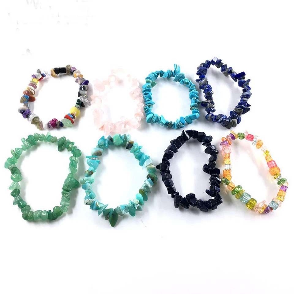 Браслеты рейки эластичные 7,5 дюйма сколы драгоценных камней смесь оптовых лотов 30 шт. - Изображение 4 из 4